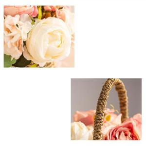 Kunstblumen Künstliche Blumen Pflanzen Set, künstliche Seidenblumen Tischpflanzen mit gewebtem Blumenkorb für Home Office Dekoration für jeden Anlass