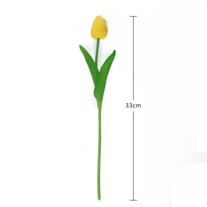 10 stuks PU Real Touch Latex Kunstmatige tulpen neptulpen bloemen boeketten bloemenarrangement voor huis kamer bruiloftsboeket middenstuk, geel