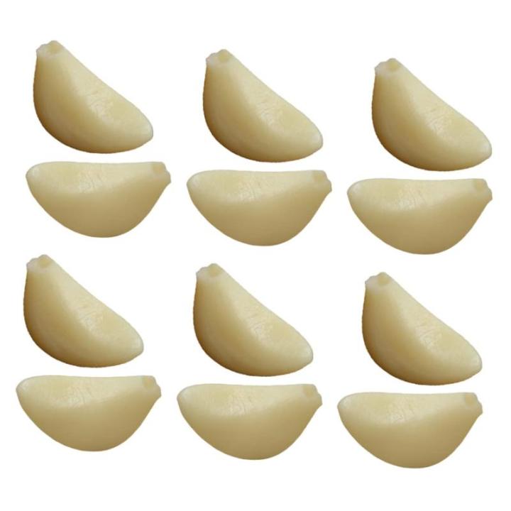 5 Sätze Simulierter Knoblauch Simulierte Knoblauchzehen Geschälter Knoblauch Grüner Knoblauch Simulation Knoblauchflocken-dekor Künstliches Gemüse Knoblauch-Modell PVC 12 Stü
