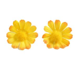 30 stuks kunstmadeliefjes, bloemkoppen, kleine bloemkoppen, decoratie, kleurrijke zijden bloemen voor bruiloft, feest, huis, doe-het-zelf knutselen, oranje