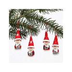 Schattige gebreide poppetjes als kerstornament, in 2-delige set, in grijs/rood