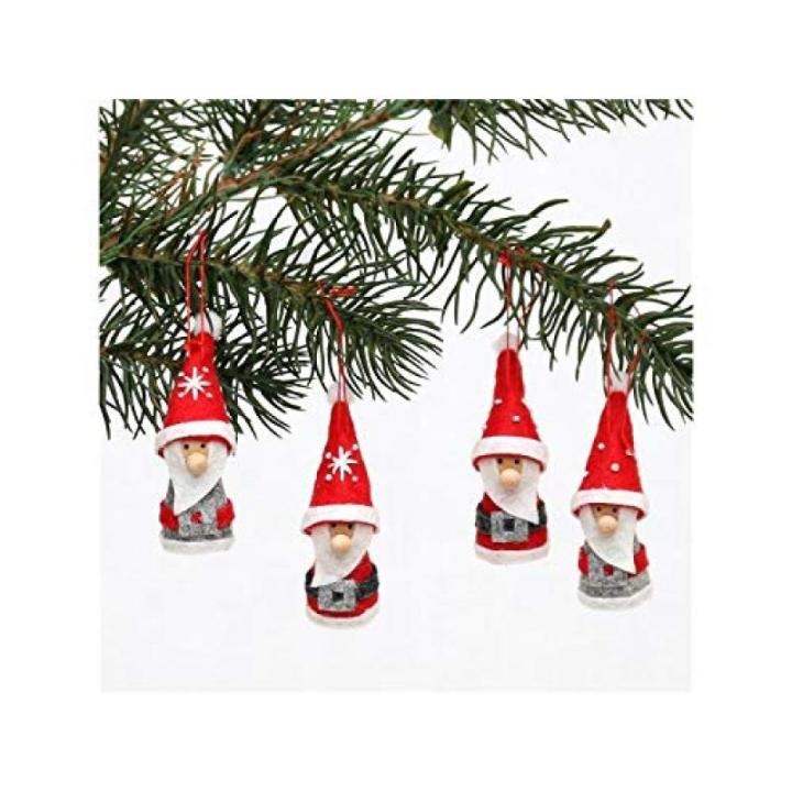 Schattige gebreide poppetjes als kerstornament, in 2-delige set, in grijs/rood