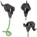 24 Stück Schwarze Calla-Lilien-Blumen, künstlich für Dekorationen, Schwarze künstliche Blumen, Calla-Lilien-Blumenstrauß für Hochzeit, Tafelaufsätze, Blumen-Dekoration, Heim