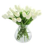 10 stuks PU Real Touch Latex Kunstmatige tulpen neptulpen bloemen boeketten bloemenarrangement voor huis kamer bruiloftsboeket middenstuk, wit