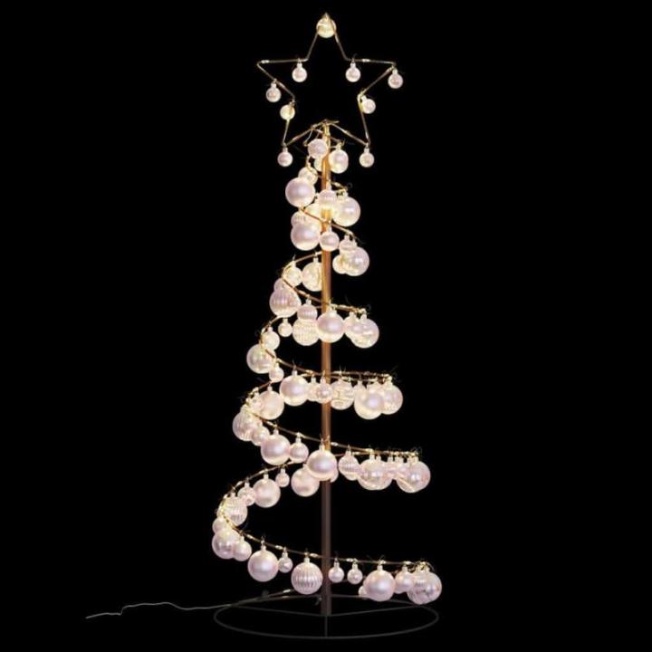 Kerstboom kegelvorm met ballen 80 leds warm wit 120 cm