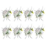 8er-Pack Ansteckblumen für Bräutigam und Braut, anspruchsvolle Ansteckblumen für die Hochzeit, Elegante Boutonniere-Accessoires für Brautjungfern