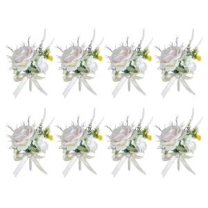 8er-Pack Ansteckblumen für Bräutigam und Braut, anspruchsvolle Ansteckblumen für die Hochzeit, Elegante Boutonniere-Accessoires für Brautjungfern
