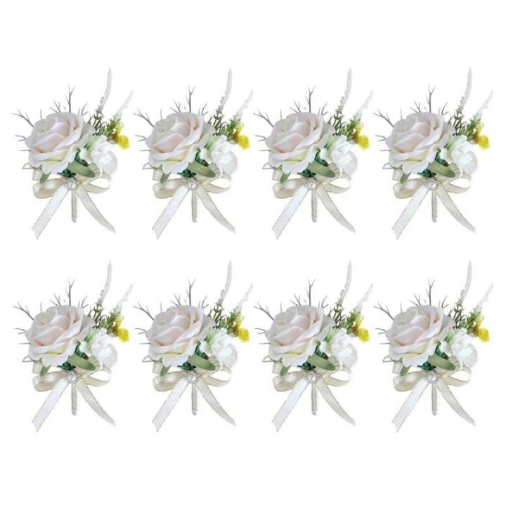 8er-Pack Ansteckblumen für Bräutigam und Braut, anspruchsvolle Ansteckblumen für die Hochzeit, Elegante Boutonniere-Accessoires für Brautjungfern