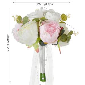 Hochzeitssträuße mit Schleife, künstliche Blumensträuße für Brautjungfern zur Hochzeit, Zeremonie, zum Jahrestag oder zum Valentinstag
