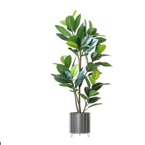 Lebensechter Kunstbaum Künstliche Pflanzen Gefälschter Gummibaum Grünes Blatt Tropische Pflanzen mit Topfgrün Floral Jungle Party Home Garden Decor Dekorationspflanze