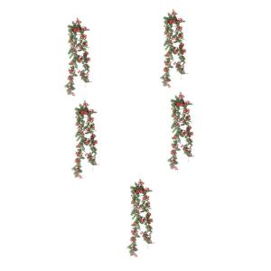 5St Rattan-Dekoration Rattan-Anhänger Künstliche rote Beerengirlanden Weihnachtsgirlande tannen girlanden mockin Anlage Christbaumschmuck simuliertes Rattandekor Szenenlayout-Dek