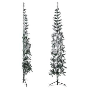 Künstlicher Weihnachtsbaum Grün und Weiß 210 cm Höhe PVC-Material Halb-Weihnachtsbaum Platzsparend Wand Christbaum Innen- und Außenbereich Wirtschaftliche Weihnachtsdekoration