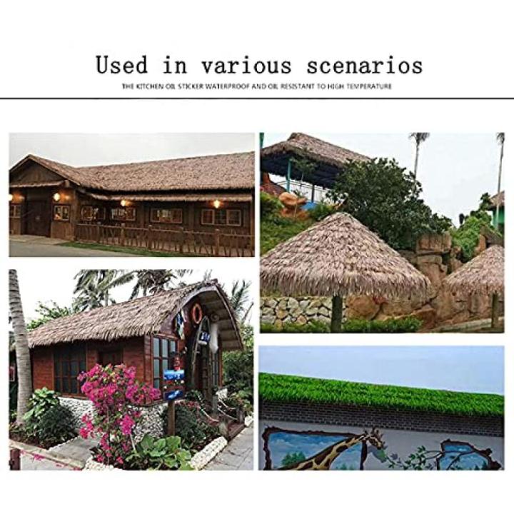 Simulatie strobaksteendak kunststro dak, PE-materiaal, dus niet bederfelijk, geen onderhoud is gemakkelijker, voor Tiki-bar-tuinen, terrasdek, Mgazebos-muur (maat: 6 stuks, kleur: 