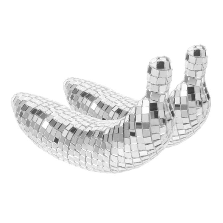 4 Stück Disco-Banane Bananenverzierung Reflektierendes Disco-Ornament Gefälschte Banane Bühnenbeleuchtungskugel Reflektierende Discokugel Hängende Discokugel Bananenfigur Glas