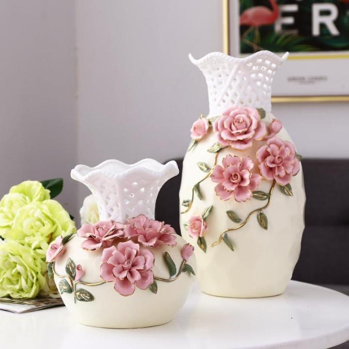 Dekorative Dekoration für Zuhause: Blumenarrangements im chinesischen Stil, getrocknete Blumen, TV-Schrankdekoration, Kunsthandwerk, Keramik (Hellweiß, XL)