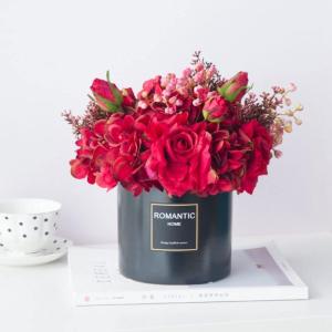 Kunstblumen Künstliche Blumen im Topf, künstliche Blumen, Pflanzen, Flora, Arrangement für Hochzeit, Zuhause, Wohnzimmer, Büro, Party, Dekoration, rot für jeden Anlass