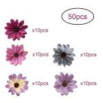 Bloemen om te knutselen, 50 stuks, , strooibloemen, decoratie, zijde, madeliefjes, bloemkoppen, zijden bloemen, om te knutselen, voor doe-het-zelf tuin, bruiloft