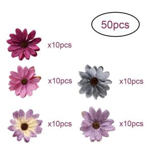 Bloemen om te knutselen, 50 stuks, , strooibloemen, decoratie, zijde, madeliefjes, bloemkoppen, zijden bloemen, om te knutselen, voor doe-het-zelf tuin, bruiloft