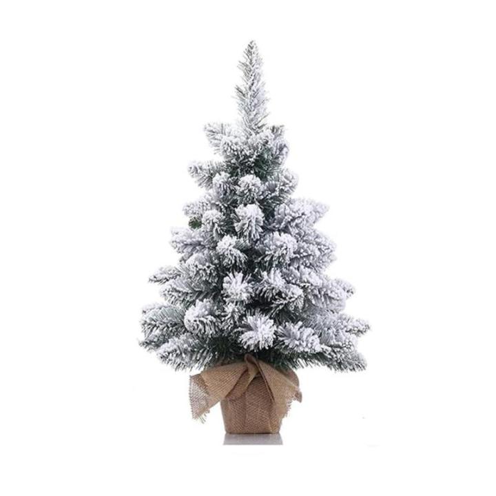50CM Fallender Schnee Beflockter Weihnachtsbaum aus PVC-Material mit Sackleinenbasis, Mini-Desktop-Dekorationsbaum, Geeignet für Weihnachten, Zuhause/Büro/Küche, Restaurant/Desk
