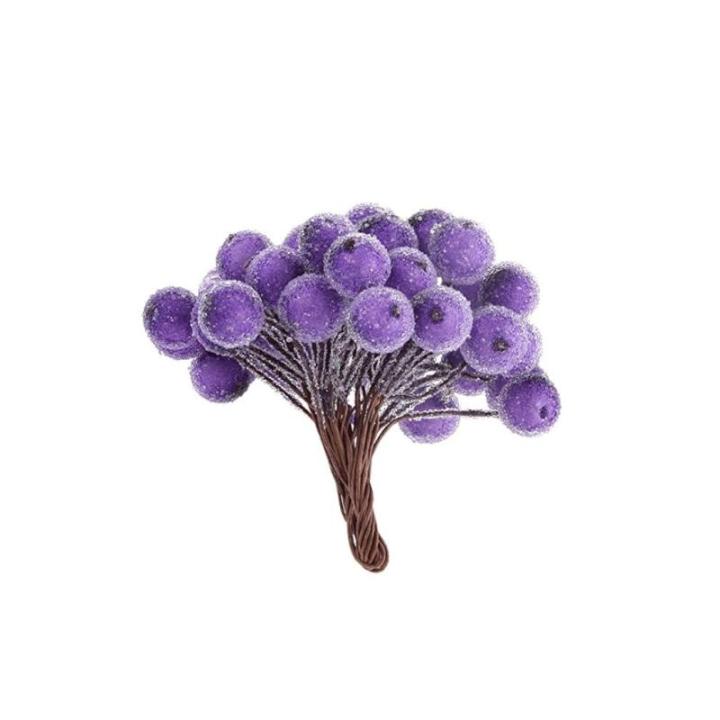 200pcs künstliche Beere Stängel gefrostete Obstbeeren Weihnachtskranzzubehör Mini Weihnachten Beeren Picks Blumenzweig Weihnachtskranz Dekorationen für Urlaub Dekoration Party,