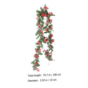 5st Rattan-Dekoration Rattan-anhänger Beerengirlande Grüne Reben DIY Weihnachtsgirlande Hängende Rebe Pflanzendekorationen Grüne Dekorationen Eukalyptus-dekor Anlage Rot Plasti