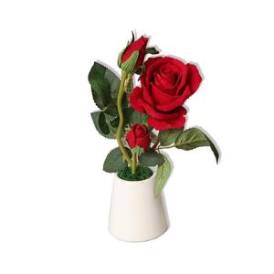 Kunstblumen Künstliche Blumen mit Keramikvase, Kunstseiden-Rosen-Fake-Pflanzen in Töpfen, Tischpflanzen für den Hausgarten im Freien für jeden Anlass