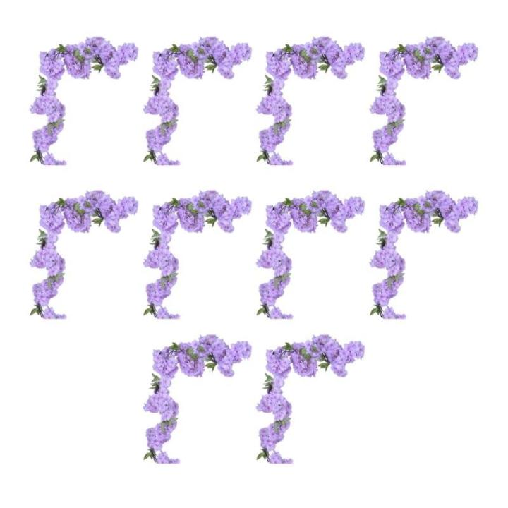 Künstliche Kirschblüten-Rattangirlanden, 10 Stück, Bunte künstliche Sakura-Girlanden, 180 cm, Rattan für Hochzeiten und Heimdekoration