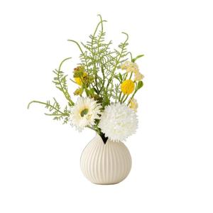Kunstblumen Künstliche Blumen mit Keramikvase, Seidenblumenarrangements, künstliche Kunstblumensträuße für Büro, Zuhause, Festival-Dekoration für jeden Anlass