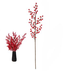 Kunstbessentakken, rood, 74 cm, bessenstelen, fake hulst, bessen, kerstbessentak, kerstdecoratie, prikkers, takken voor kerstboom, doe-het-zelf boeketten, bruiloft, feestdagen