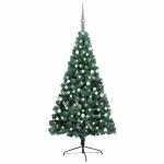 Künstlicher Halb-Weihnachtsbaum Beleuchtung Kugeln Grün 150 cmGrün und grau