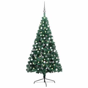 Künstlicher Halb-Weihnachtsbaum Beleuchtung Kugeln Grün 150 cmGrün und grau