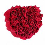 Rozenbox hart, 18 rozen, stabiele bloemenbox, wit, 10 jaar houdbaar, cadeau-idee, decoratieve bloemenbox, rood, 13 x 21 x 19 cm