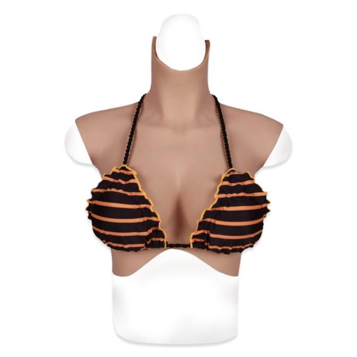 Kunstmatige borsten, katoen, gevuld, C cup, realistische huid, natuurgetrouwe nep-breasts, zachte siliconen voor cross-dressing, travestite heren, beha Rag Shemal, 1 ivoor