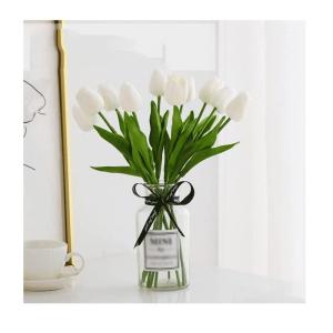 Kunstblumen Künstliche Blumen, Tulpe mit Vase, künstliche Pflanzen, künstliche Pflanzen für Heimdekoration – Seidenblumen-Arrangement für Partys für jeden Anlass
