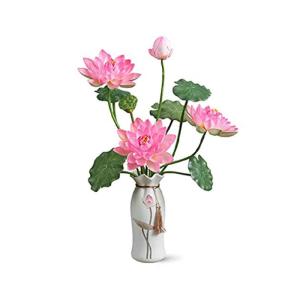 Kunstblumen Künstliche Blumen für den Innenbereich, Simulation Lotus, künstliche Blumen in Vase, Seidenblumen-Wohnzimmer-Desktop-Dekoration für jeden Anlass