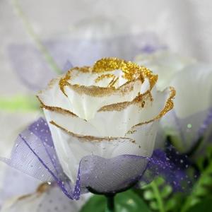 Künstlicher Rosenstrauß, Simulation von 12 Pfauenrosen, Seidenblumen, Hochzeitsdekoration, Heimtextilien, künstliche Blume (Orange)