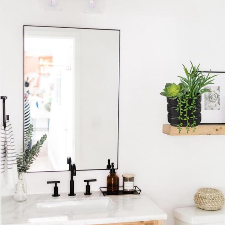 2 stuks kunstvetplanten, voor woondecoratie, gepot kunstvetplanten, kunstvetplanten, in keramische potten, moderne voor binnen, voor badkamer, plank, kantoordecoratie