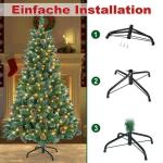 Kunstkerstboom met verlichting, groen, pvc, met sneeuweffect, dennenappels, led, pvc, kerstboom, decoratieve boom met standaard, kerstdecoratie voor kerstdecoratie
