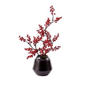 Kunstbloemen kunstbloemen met zwarte vaas, kunstmatige kerstsimulatiebessen, kersenplanten, thuis, feestdecoratie, banket voor elke gelegenheid