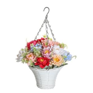 Hängende Blumenpflanze im Korb für Frühlingshochzeitsveranda-Gartenhöfe