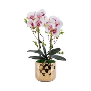 Kunstblumen Künstliches Blumen-Set, goldene Keramikvase mit künstlicher Schmetterlings-Orchidee, Arrangements für den Esstisch für Hochzeitsfeiern für jeden Anlass