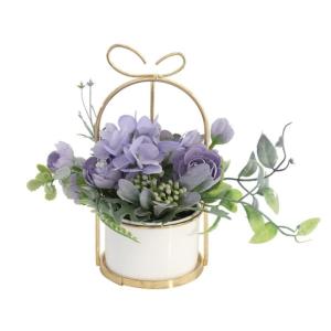 Kunstblumen Künstliche Blumen, Hortensie, Chrysantheme, Kunstblumen, Dekor, Keramik-Pflanztopf, Tischplatten-Pflanzgefäß für jeden Anlass