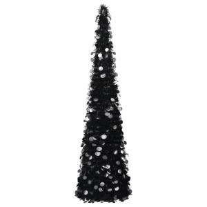 Künstlicher Pop-Up-Weihnachtsbaum Künstlicher Weihnachtsbaum Christbaum Tannenbaum Kunstbaum Weihnachten für Weihnachtsdeko Schwarz 180 cm PET