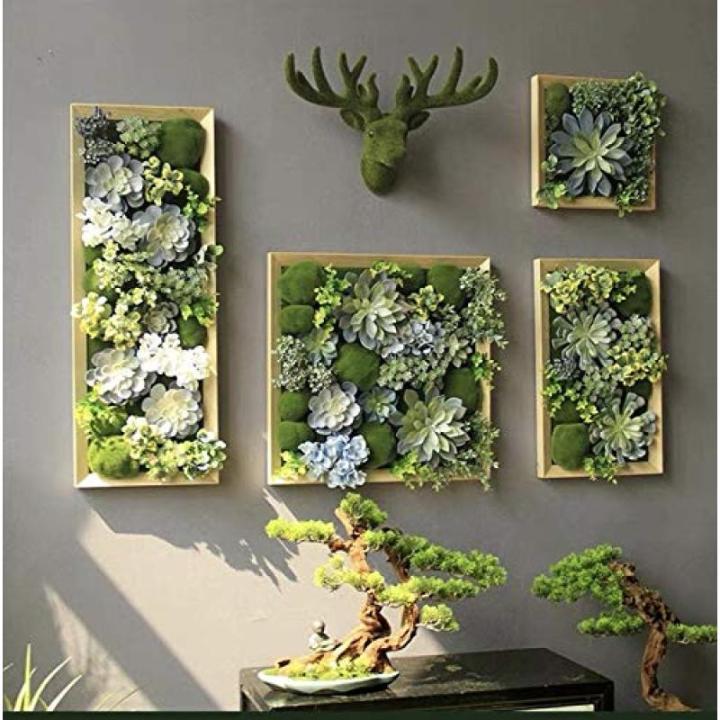 Kunstmatige Sappige Bloemen Planten Boeket Decor Houten Fotolijst Opknoping Planter Sappige Nep Plant Bloem Diverse Picks Muur Versier (E1)