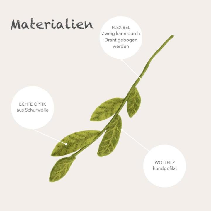 Gry & SIF Bladtakken, decoratieve takken, kunsttakken van vilt, kunsttakken van paasstruik, lentedecoratie, handgemaakt, 3 x bladtakken, gemengde bladeren, 35 cm