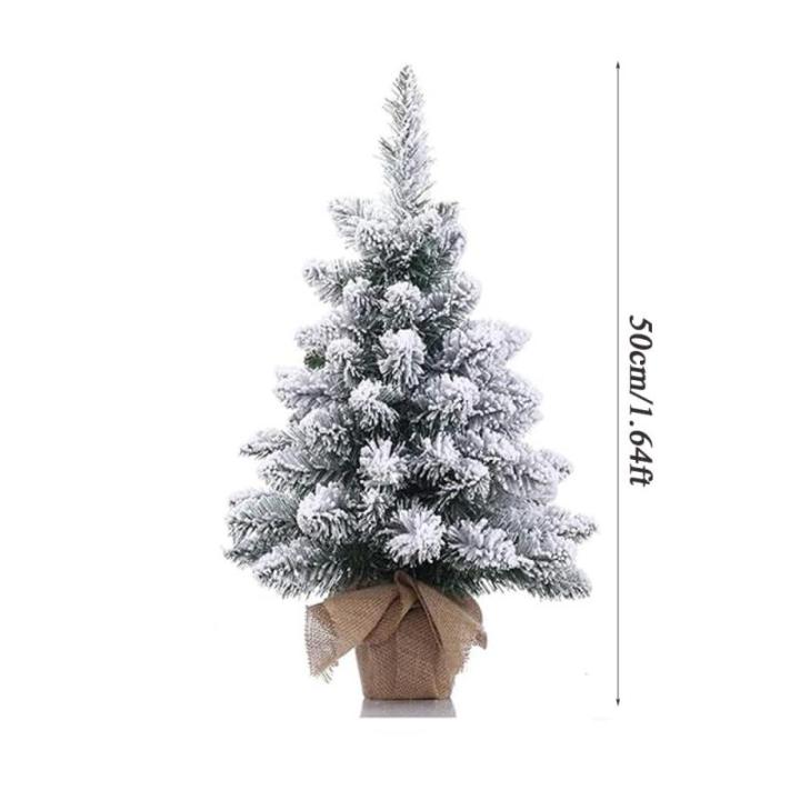 50CM Fallender Schnee Beflockter Weihnachtsbaum aus PVC-Material mit Sackleinenbasis, Mini-Desktop-Dekorationsbaum, Geeignet für Weihnachten, Zuhause/Büro/Küche, Restaurant/Desk