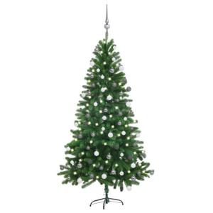 Künstlicher Weihnachtsbaum mit Beleuchtung & Kugeln mit LED Beleuchtung 150 cm Grün
