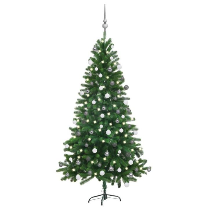 Künstlicher Weihnachtsbaum mit Beleuchtung & Kugeln mit LED Beleuchtung 150 cm Grün