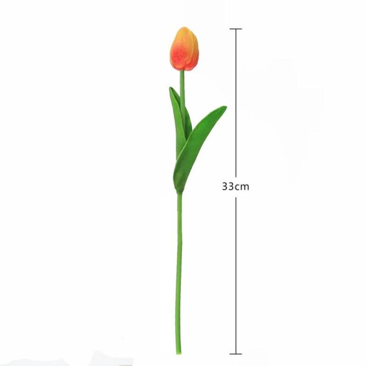 10 stuks PU Real Touch Latex Kunstmatige tulpen neptulpen bloemen boeketten bloemenarrangement voor huis kamer bruiloftsboeket middenstuk, oranje