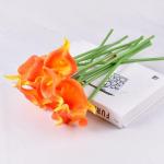 Künstliche Blumen, Künstliche Calla-Lilien-Blume, 10 Stück, fühlt Sich echt an, Seide, Blumen mit langem Stiel, Blumenstrauß, Großdekor(Orange)